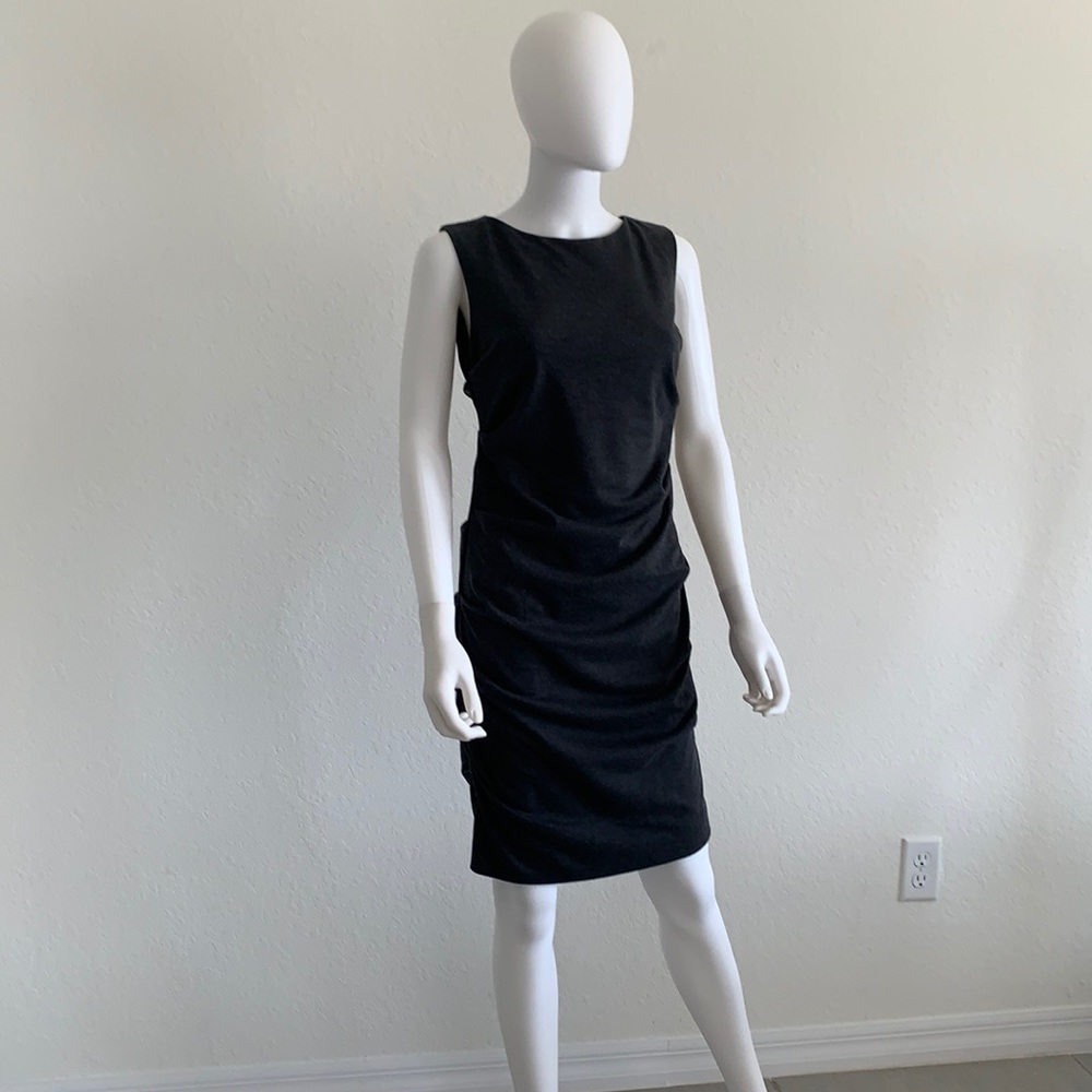 Nicole Miller Studio Ruched Dress, Size M- Charcoal Grey